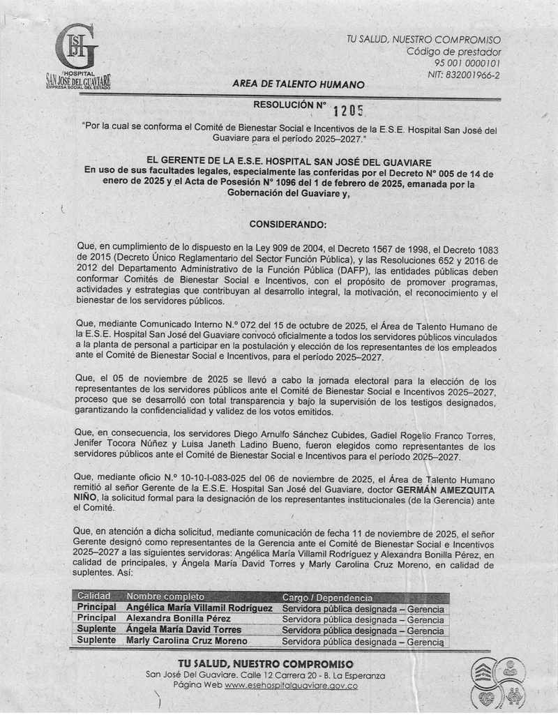 PDF con la Confirmación del Comité de Bienestar Social e Incentivos